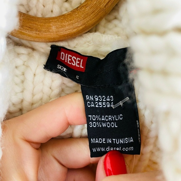 Diesel NEW Thick Knit Cream Sleeveless Cowl Neck S - Picture 3 of 6